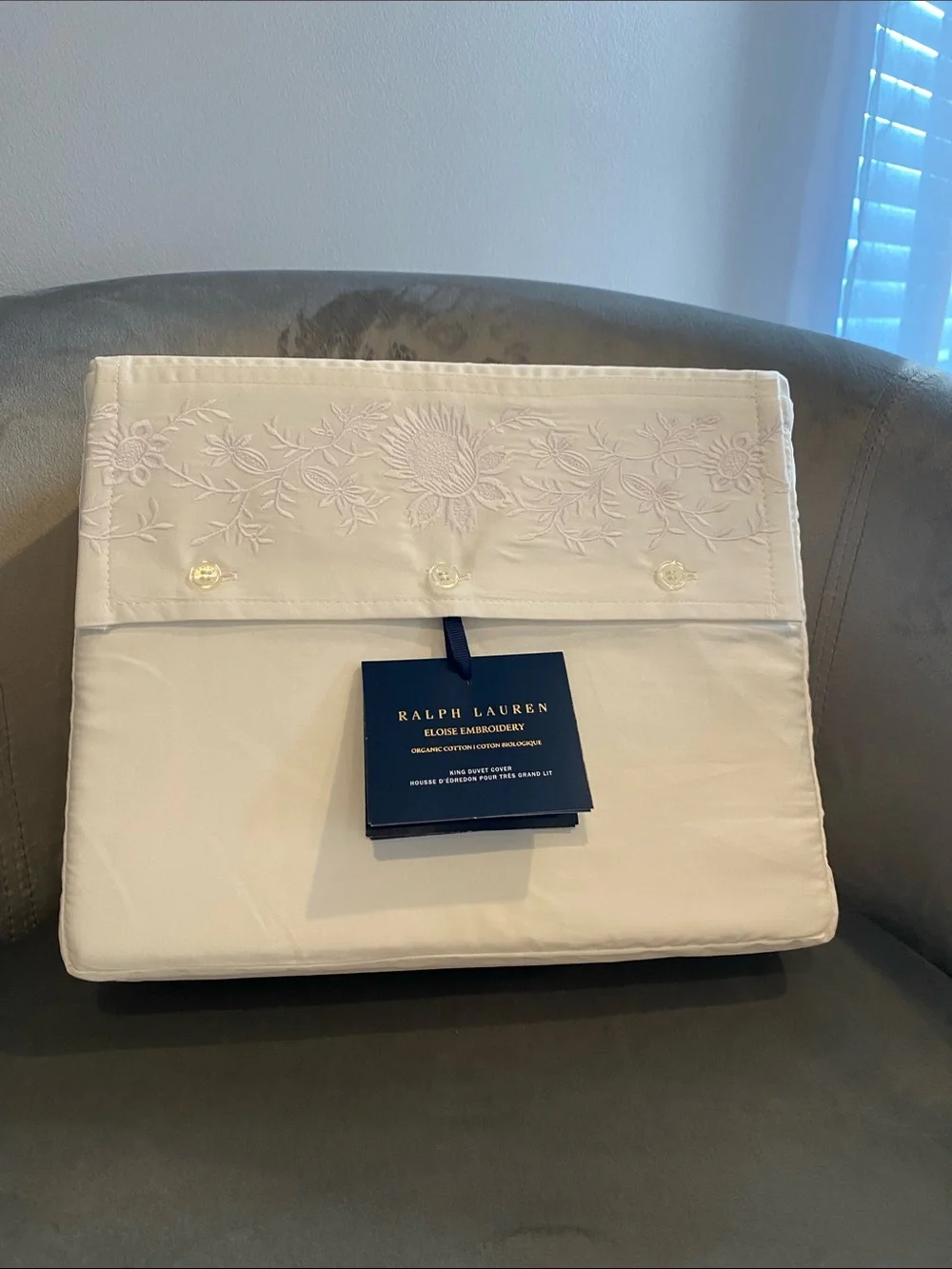 Ralph Lauren White Eloise Embroidered Organic Cotton Duvet